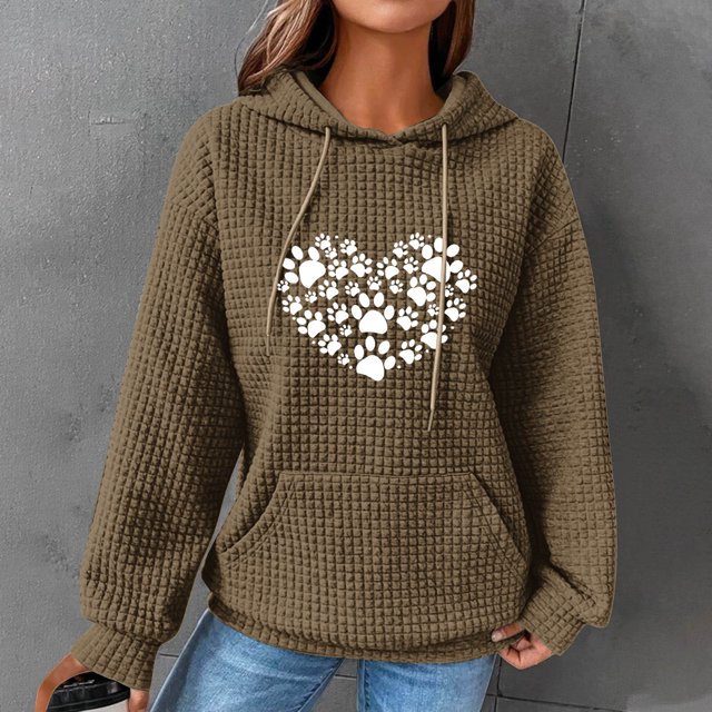 DPTALR Women Print Round-Neck Long Sleeve Loosen Single Sweatshirt Tops Pullover Blouse