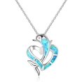 thumbnail image 1 of IBAOLEA Collier Pendentif Cœur de Dauphin Chaîne Clavicule Cadeau pour Femmes, Bleu, 1 of 5