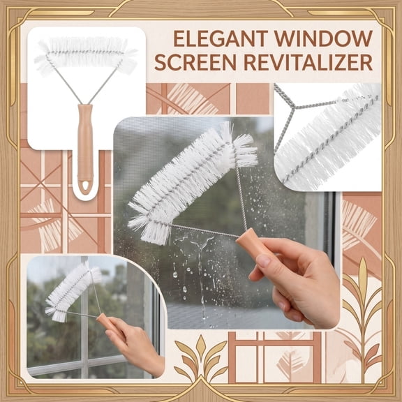 Mskk Window Screen Cleaning Brush, Portable Hand‑Hold Screen Dust Remover Brush with Comfort Non‑Slip Handle, Household Multi‑Purpose Cleaning Tool for Indoor Outdoor Window Screen