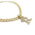 thumbnail image 2 of iJewelry2 Kings and Queens Crowned Initial Letter R Crystals Pendant Gold-tone Cuban Linked Chain Necklace, 2 of 3