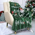 thumbnail image 5 of Christmas Throw Blanket Gifts Fleece Holiday Theme Christmas Reindeer Snowflakes Tree Prints Home Décor Soft Warm and Cozy Throws for Women, Winter Bedding, Couch, 50"x60", Green, 5 of 6