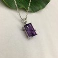 thumbnail image 5 of Real 925 Sterling Silver Necklace For Women, Genuine Prong Purple Amethyst Gemstone Unique Handcrafted February Birthstone Necklace, 5 of 5