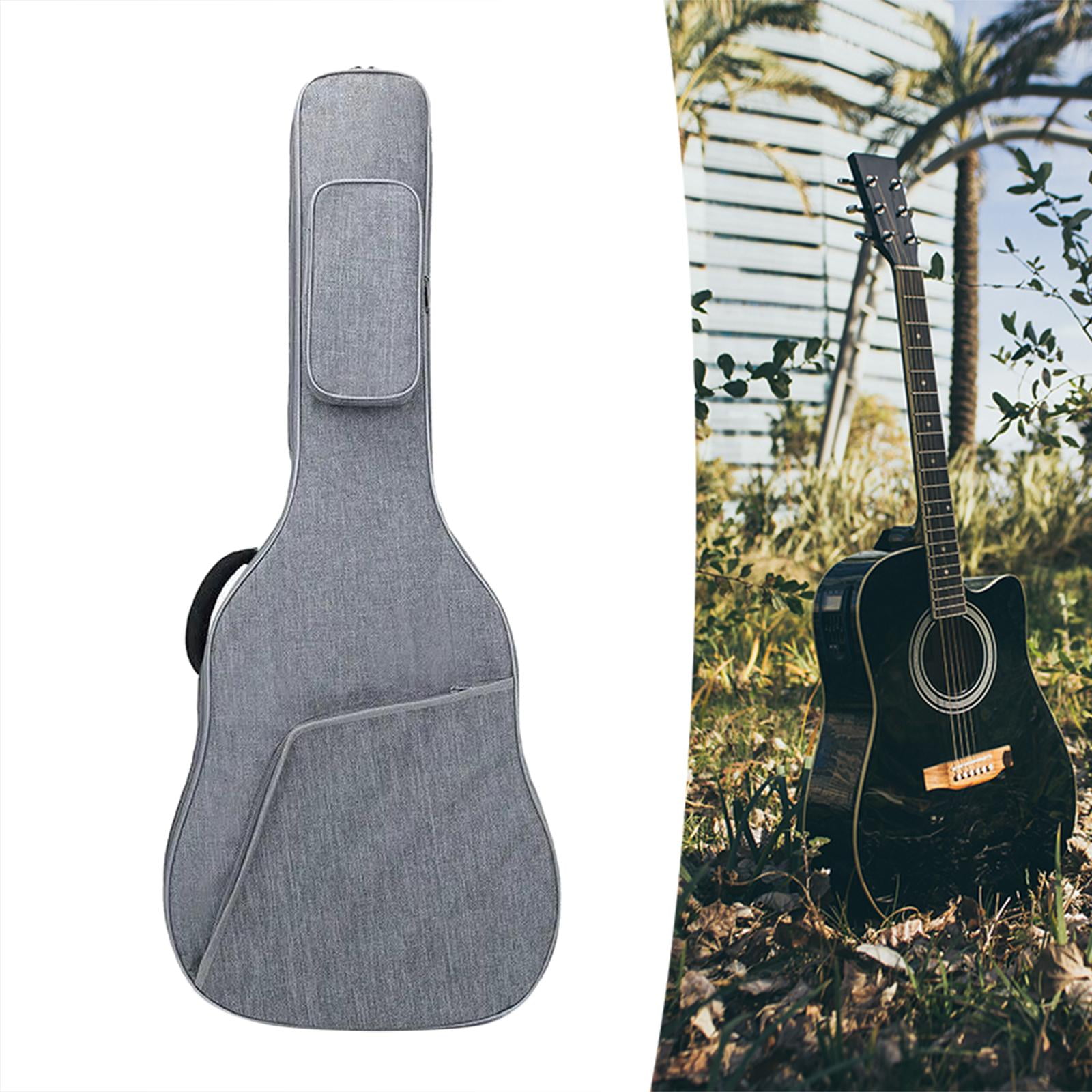Rushawy Electric Gig Bag Waterproof 2 Pockets Professional Padded Soft Case for Electric Gray