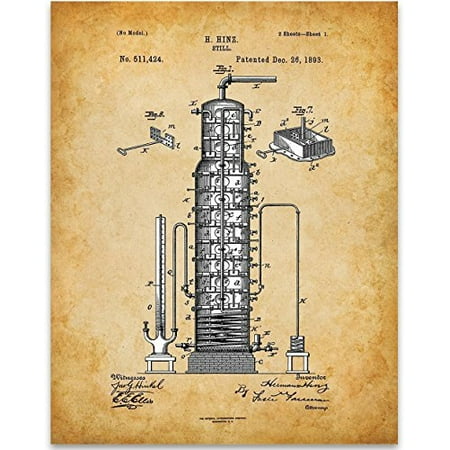 Hinz Whisky Still Art Print - 11x14 Unframed Patent Print - Great Gift for Whisky Lovers, Home Bars or Man Cave