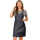 thumbnail image 1 of Falso Vestido De Tirantes Superior Con Mangas Cortas Y Cuello Redondo De Dos Piezas Para Mujer Azul oscuro L, 1 of 6