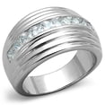 thumbnail image 1 of Rhodium Brass Ring with AAA Grade CZ, Clear - Size 6, 1 of 1