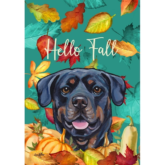 Rottweiler - Hippie Hound Studios Fall Garden Flag