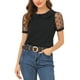 thumbnail image 1 of INSPIRAR CHIC Blusa de Mujer con Cuello Peter Pan de Malla con Mangas Cortas Abullonadas de Lunares Vintage XS Negra, 1 of 8