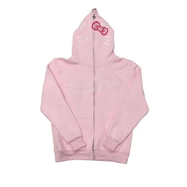 Ropa de mujer y2k con cremallera, Sudadera con capucha Harajuku Kawaii, ropa Retro de moda para mujer, sudadera de Hip Hop, Sudadera con capucha con estampado gótico, Tops informales