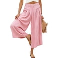 thumbnail image 5 of BUIGTTKLOP Capri Pants for Women Striped High Waisted Lounge Pants Striped Wide Leg Summer Cropped Trousers, 5 of 5
