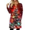 thumbnail image 3 of Christmas Outfit for Women Long Sleeve Loose Fit Tunic Tops with 2 Pockets Crewneck Xmas Printed T-shirts (3XL, Red), 3 of 7