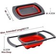 thumbnail image 3 of Colador plegable de 3,8 l con asas extensibles, ahorro de ritmo, drenaje rápido para trabajos de cocina, adecuado para la mayoría de tamaños de fregadero, rojo, 3 of 5