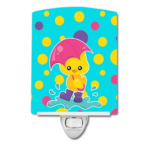 Duck in the Rain on Polkadots Ceramic Night Light