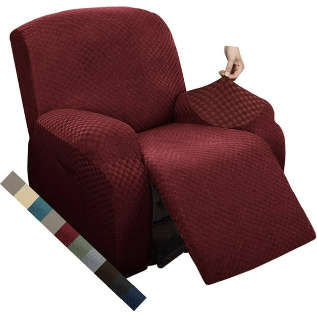 Wingback Chair Covers Piece Stretch Wing Chair Covers Soft Thick Wingback Armchair Slipcover High Back Furniture Protector Washable Dark