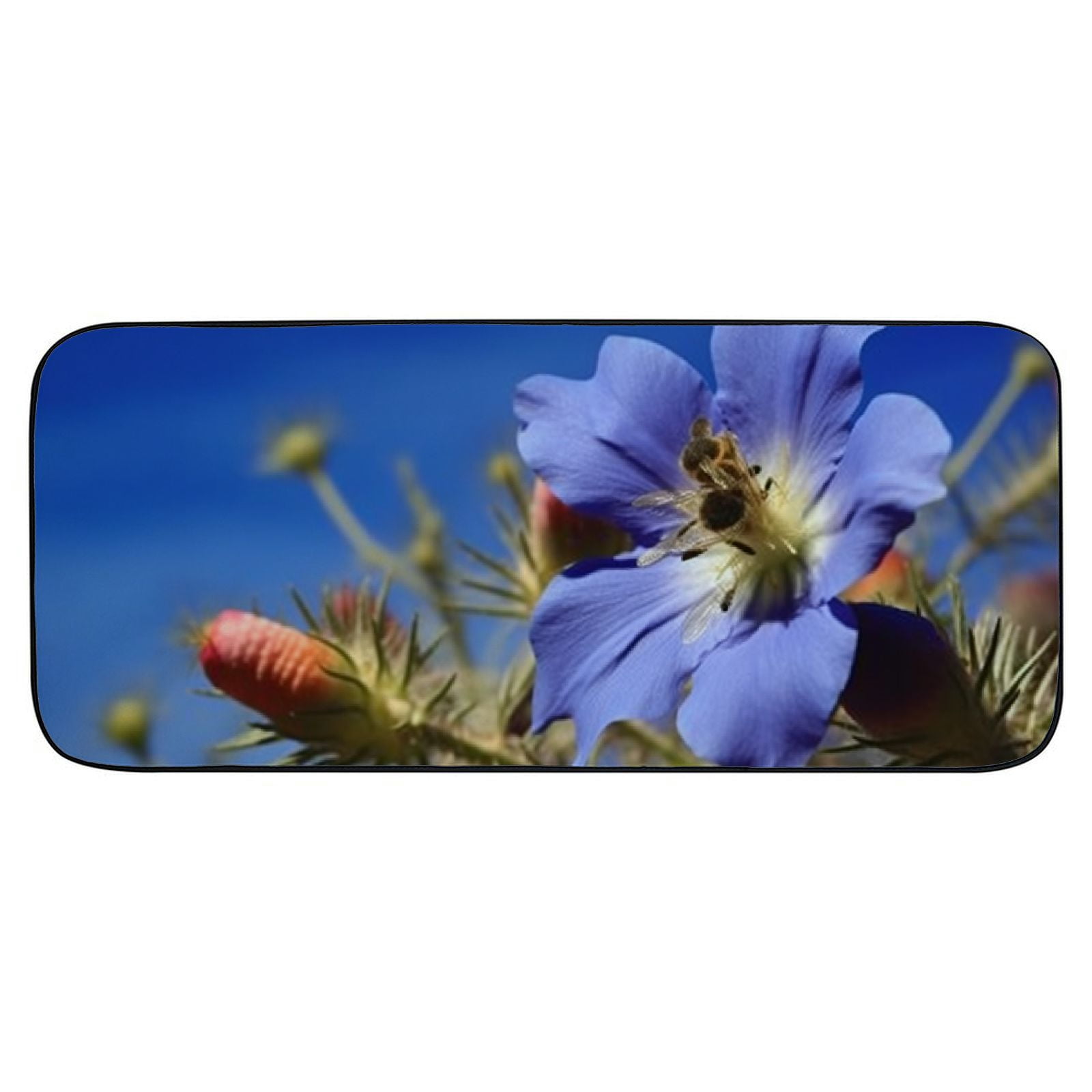 PHYHOO Decorative Door Mat, Door Mat with Non-Slip Rubber Backing, Easy Cleaning, Traps Dirt, Rug for Entry, Patio, Garage - Wine Diamond Flower Blossom Bloom Purple Nature 19.68*47.24 in