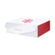 thumbnail image 1 of Caja grande de regalo de Navidad PACKHOME de 13,5 x 9 x 4,1 pulgadas, caja de regalo plegable y resistente con tapa de cierre magnético (patrón de copos de nieve rojos), 1 of 6