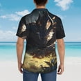 thumbnail image 4 of Rateoe Sleeping Dragon In Forest Pattern Men’s Hawaiian Shirt – Short Sleeve Button-Down Tropical Beach Shirt, Lightweight & Breathable Casual Aloha Shirt with Pocket,XX-Large, 4 of 7