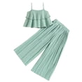 thumbnail image 1 of Odeerbi 3-10 Años Niñas Trajes de Verano Volantes Camisola Tops Pantalones de Pierna Ancha Conjunto de Dos Piezas Sin Mangas Volantes Tirantes Top Pantalones Conjunto, 1 of 9