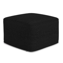 Chantal 24 inch Wide Contemporary Pouf in Black Boucle Fabric