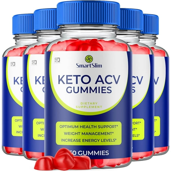 (5 Pack) Smart Slim Keto Gummies, Advanced 1000MG Formula, Apple Cider Vinegar Folate Vitamin B6 B12 Beet Root Vegan Non GMO Keto Supplement (300 Gummies)