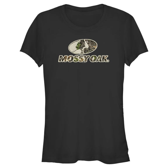 Junior's Mossy Oak Classic Camouflage Logo Graphic Tee Black 2X Large