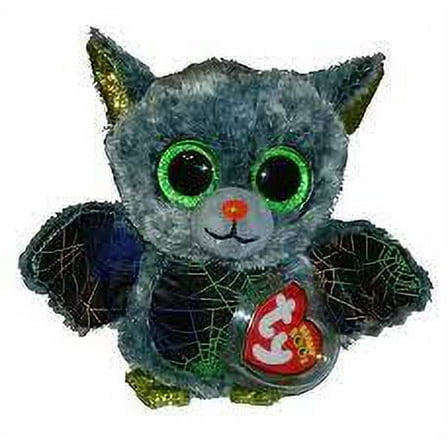 Ty Beanie Boos - Vlad the Halloween Bat- Grey with Spiderwebs and Green Eyes (6")