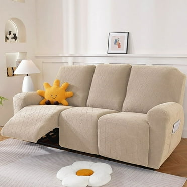 Nvzi -b Couch Cover Argyle Jacquard Stretch Sofa Covers Reclining Chair Cover for Living Room Sofa Easy Fit Washable Furniture Sofa Protector 3 seat (Beige)