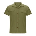 thumbnail image 2 of CYiJun Mens Button Down Linen Shirts Summer Casual Regular Fit Short Sleeve Classic Work Shirts with Pockets, 2 of 8