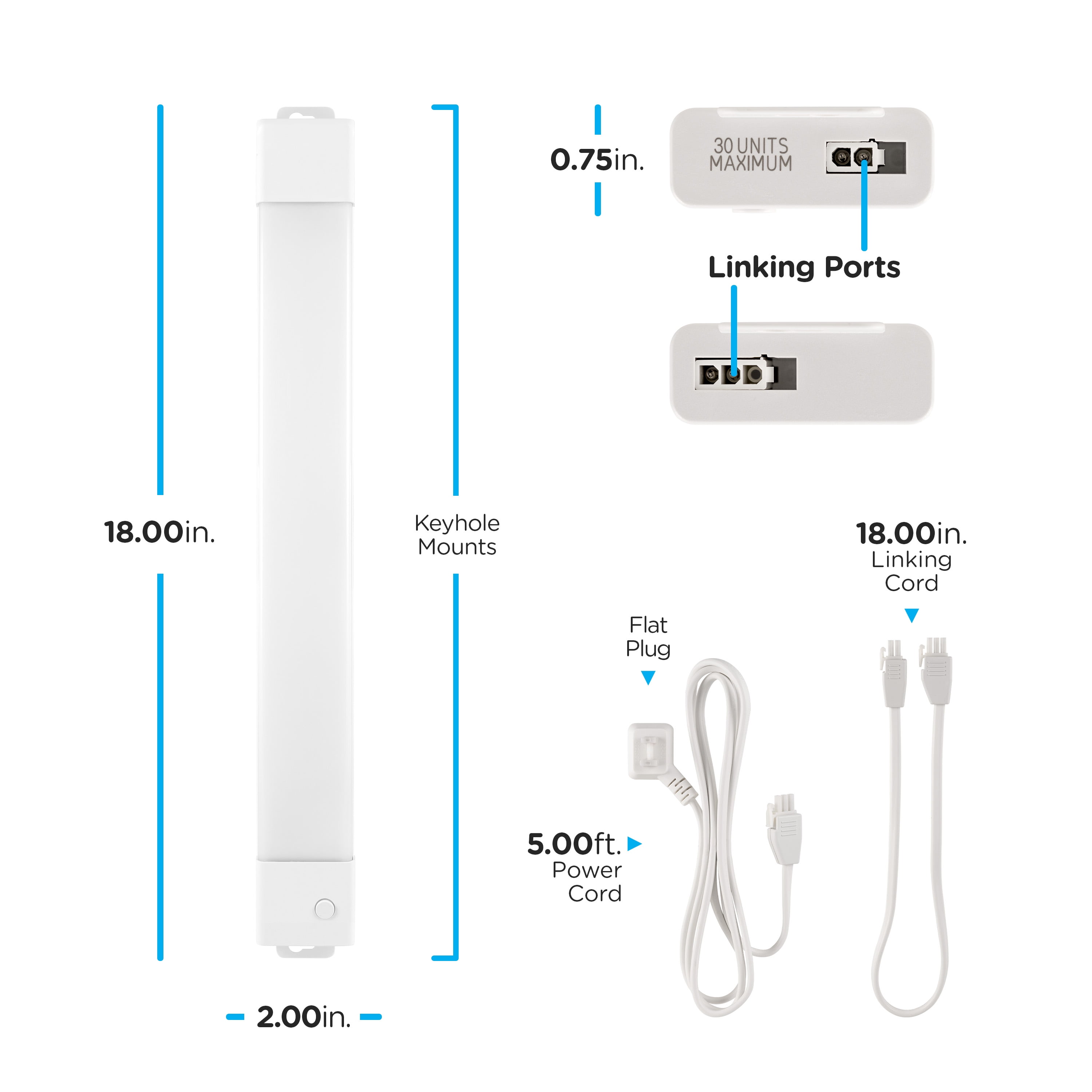 Enbrighten 18in Wi-Fi Linkable LED Under Cabinet Light Fixture, Dimmable and CCT Adjustable