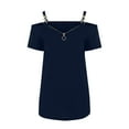 thumbnail image 4 of Giftesty Workout Tops for Women Women Solid V-neck Short Sleeve Strapless T Shirt Polluver Blouse Tank Tops, 4 of 5