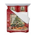thumbnail image 7 of Quilts Full Size Bedding Set, Red Christmas Tree Lightweight Quilted Comforter, Watercolor Xmas Snowflake Soft Reversible Bedspread Coverlet with Pillow Covers for All Season, 78" x 90", 7 of 7