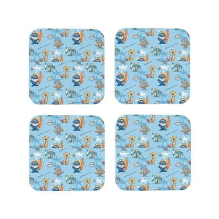 

Tideii Cute Animals Surfers for Leather Coasters 4 Pieces Anti-fouling and Anti-scalding Decorative Coasters Suitable for Restaurants Kitchens Coffee Shops-Square