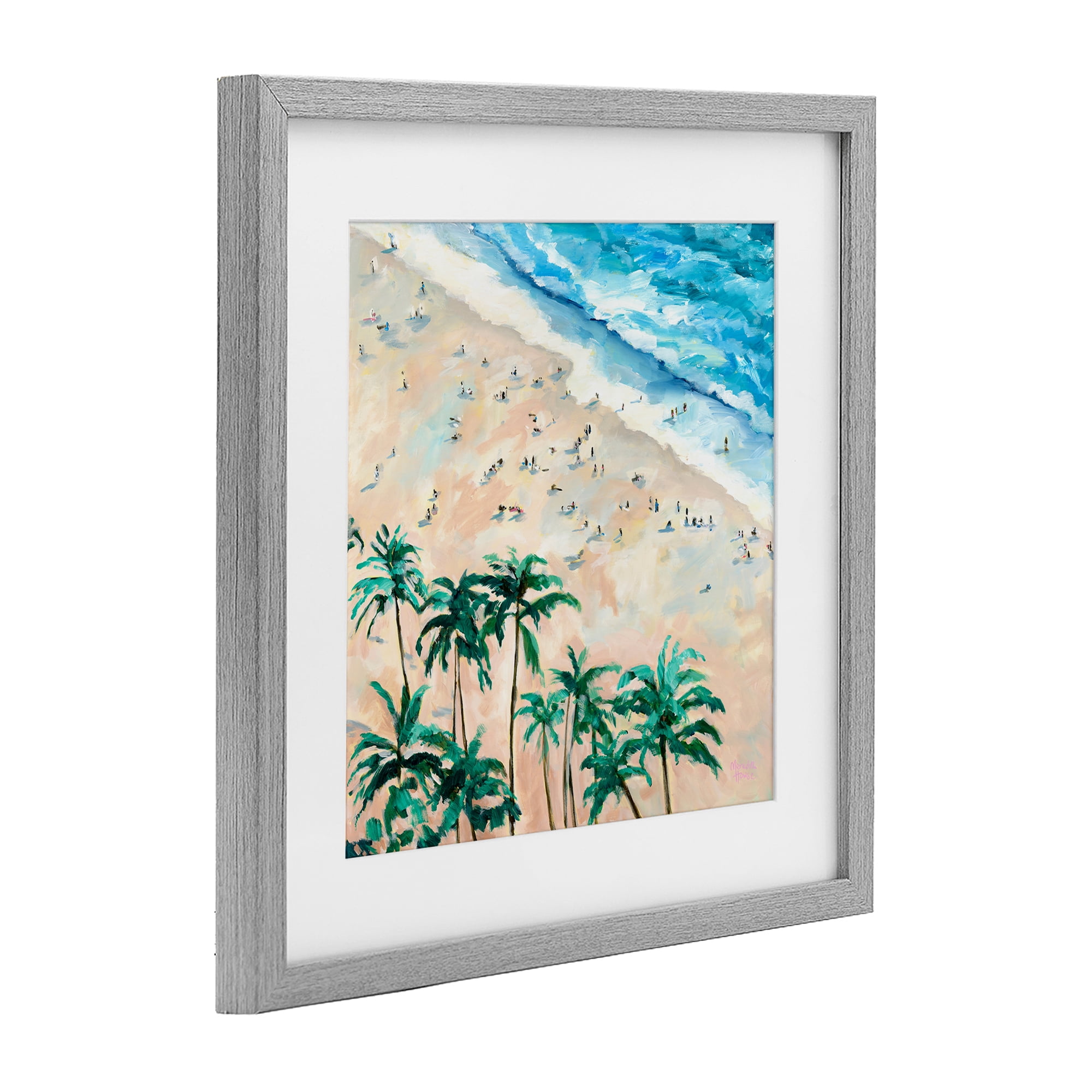 Stupell Industries Waikiki Beach Overview Gray Framed Print Under Glass, design by Meredith Howse