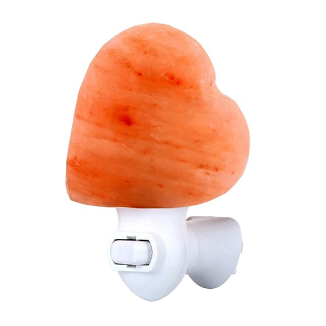Lámpara de pared de noche con enchufe de cristal del Himalaya en forma de corazón para pasillo dormitorio con enchufe estadounidense (bombilla incandescente)