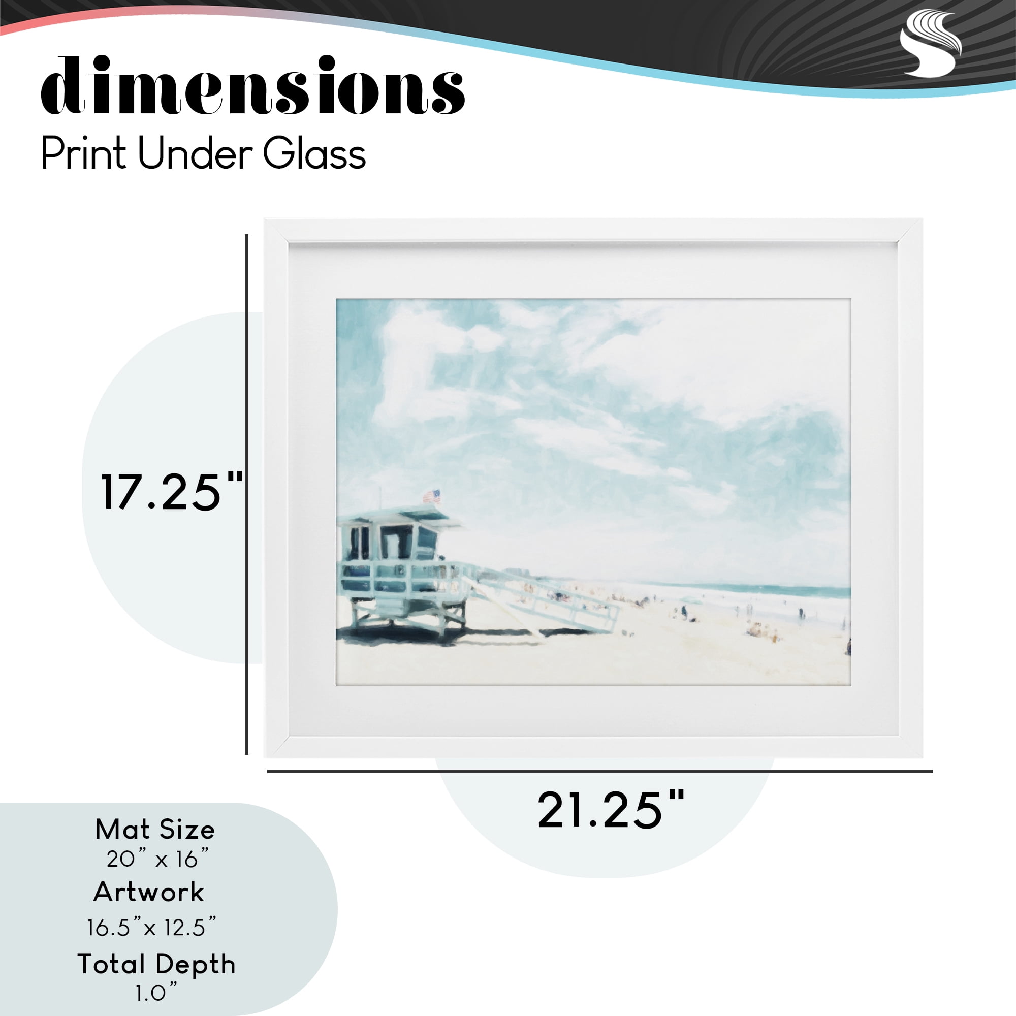 Stupell Industries Blue Beach Station White Framed Print Under Glass, design by Kim Curinga