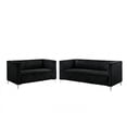 thumbnail image 2 of Home Design Gavin 2-Piece Velvet Living Room Set with Loveseat and Sofa, Square Arm Design, Channel Tufted Upholstery, Black, 2 of 6