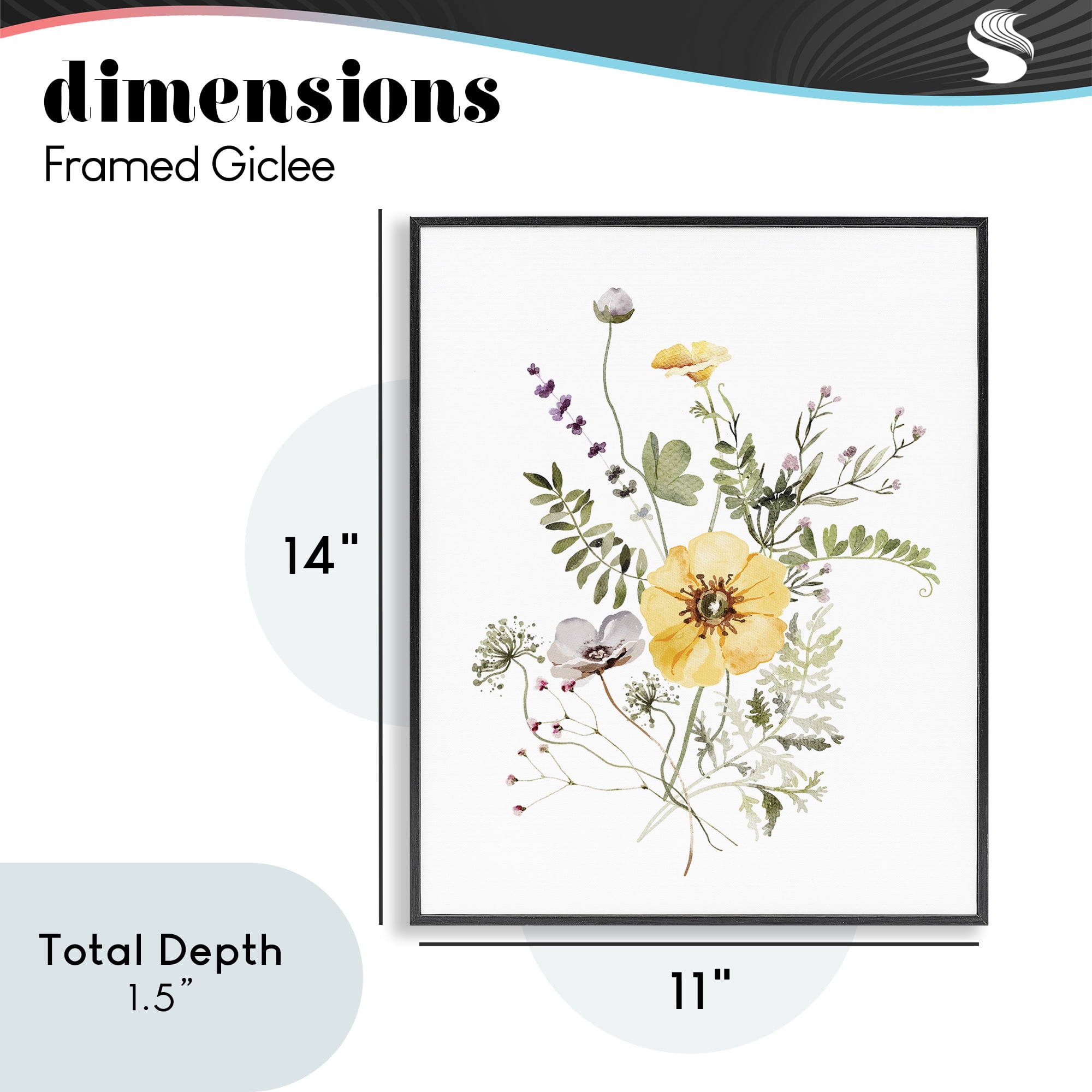 Gardening Herb Blooms Black Framed Giclee Art, design by Lettered and Lined
