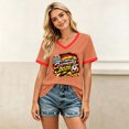 thumbnail image 5 of Women's Football Graphic T-Shirt, Women's V-Neck Short Sleeve Letter Print T-Shirt for Casual Summer for Soccer Tournament 2026 Orange Size: M, 5 of 5
