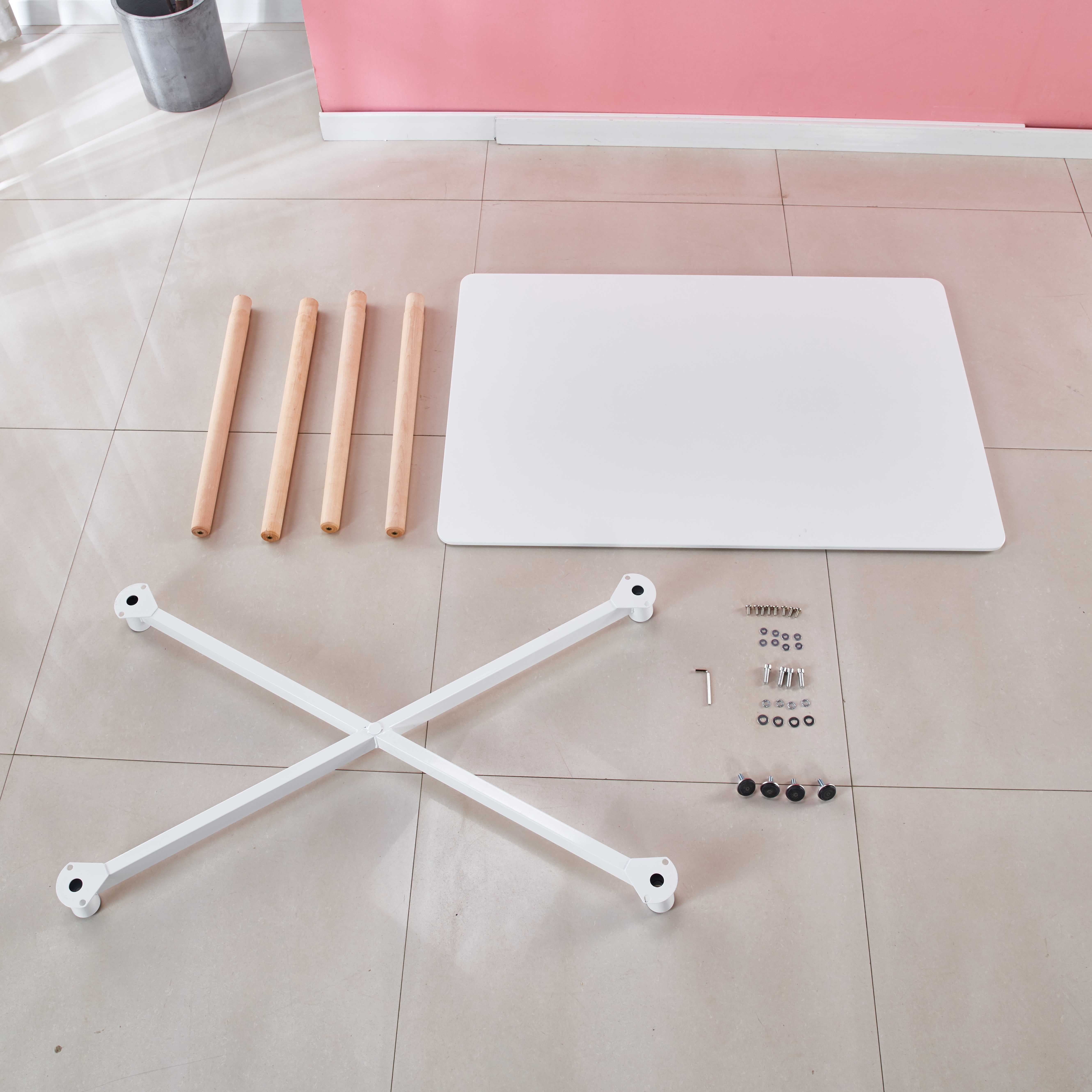 MAYEERTY Modern Square Extendable Dining Table Metal Leg Black