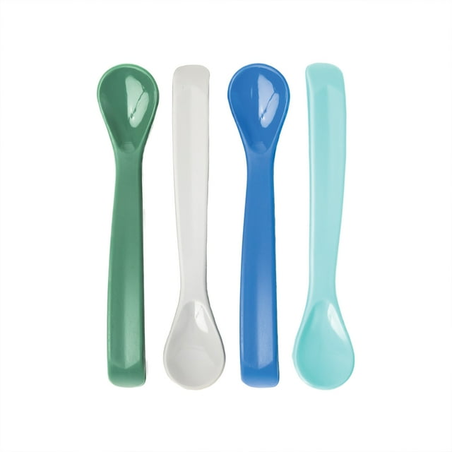 Tiny Twinkle - Cuillère en Silicone, Lot de 4 - Vert, Gris, Bleu
