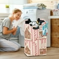 thumbnail image 5 of Yayeee Freestanding Laundry Hamper with Handle Collapsible Large Storage Basket for Clothes, Pink Candy House, 5 of 7