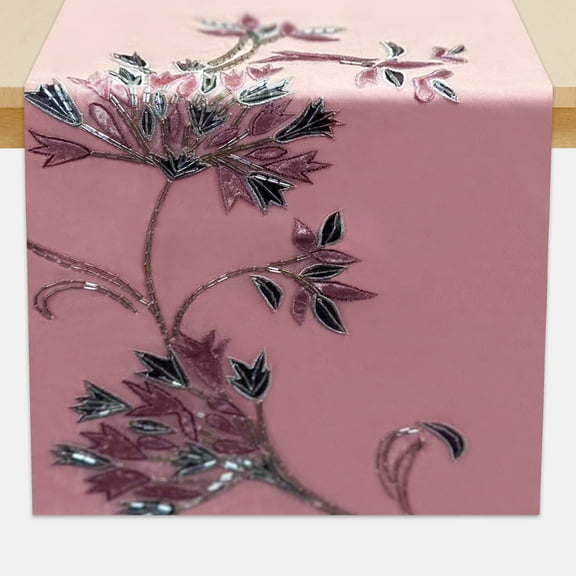 Polysilk Net Embd Runner with Polysilk Back Floral Table Runner Ideal for Fall Autumn Thanksgiving Sideboard Bedside table Dresser Dining Table 13 x 72 inches