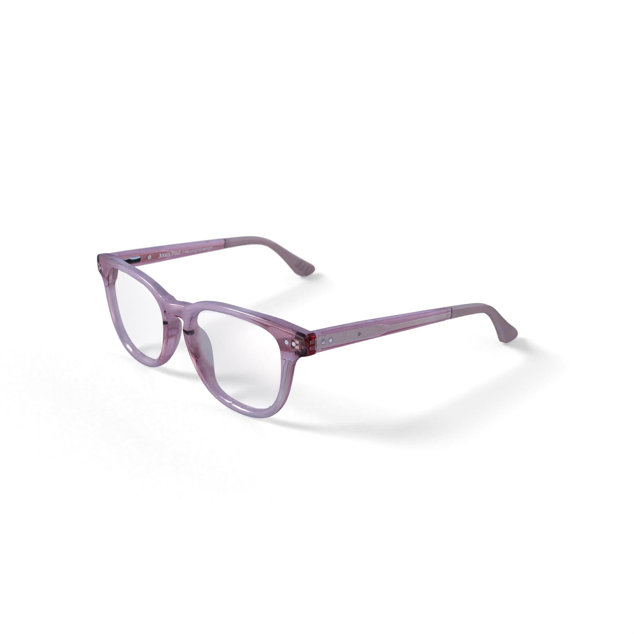 Jonas Paul Youth Harper Square Prescription Eyeglasses with Case, Pink Crystal