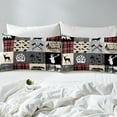 thumbnail image 2 of Hunting Bear Full Bedding Set, Rustic Deer Elk Comforter Cover Country Camper Lodge Duvet Cover Teens Adult Bedroom Decor, Geometric Patchwork Retro Cabin Quilt Cover, Black Gray Red, 2 of 5