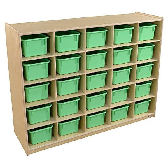 Wood Designs 16009LG 25 Tray Storage with Lime Green Trays