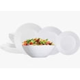 thumbnail image 1 of Vajilla Completa Familiar Blanca + Bowl Ensaladera, 19 Piezas para 6 Personas, Vidrio Opal con Diseño Relieve Líneas en Borde, Hecho en Francia, 1 of 7