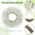 thumbnail image 4 of 26" Spring Wreath for Front Door, Easter Valentines Wild Floral Summer Wreaths, Mantel Porch Wall Wedding Living Room Home All Season Decor (White-x), 4 of 8