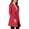 thumbnail image 4 of INSPIRE CHIC Manteau Long Élégant pour Femme à Col Châle, Revers, Ceinturé, Rouge G, 4 of 5