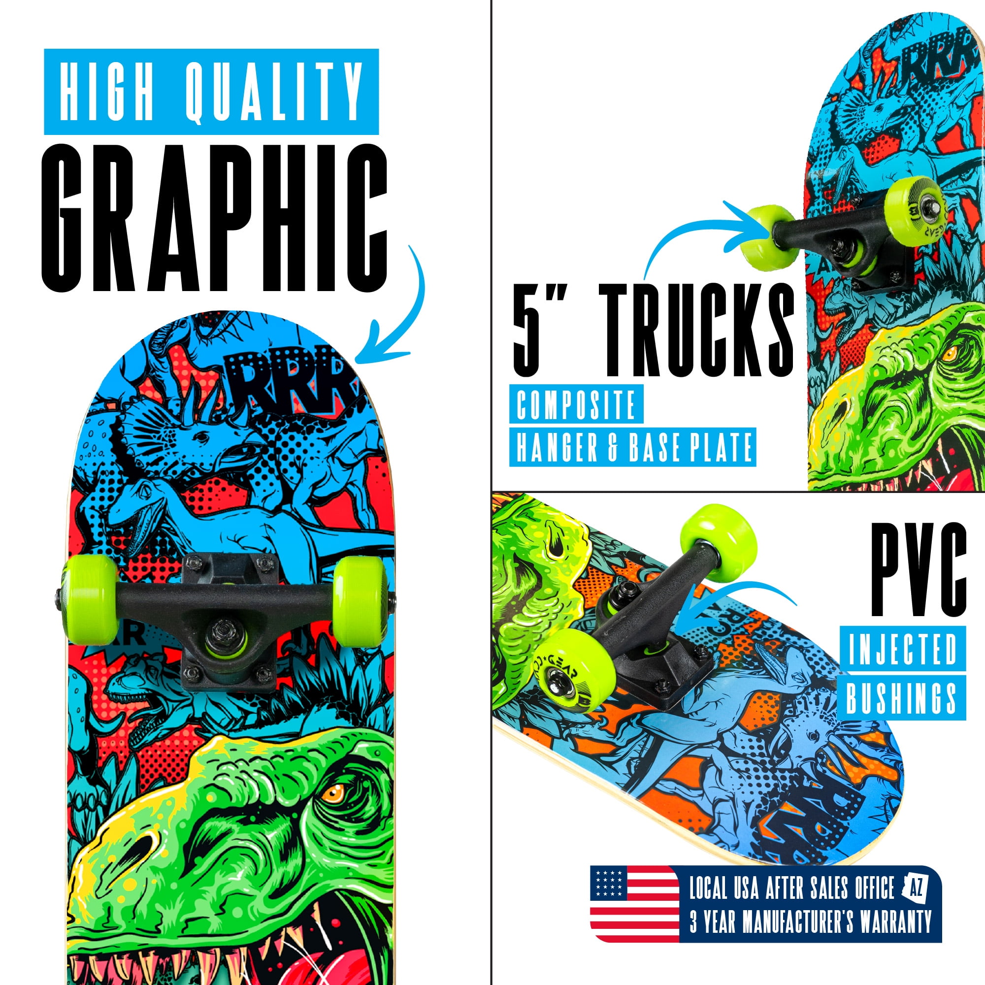 Beginner Skateboard for Kids and Teens – 31" Maple Deck – ABEC-5 Bearings – Easy to Ride – Madd Gear LTR