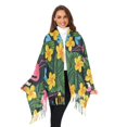 thumbnail image 3 of FORMRS Womens Scarf Winter Soft Long Big Warm Shawls Wrap Tassel Scarves, Flamingo Floral Pattern, 3 of 9